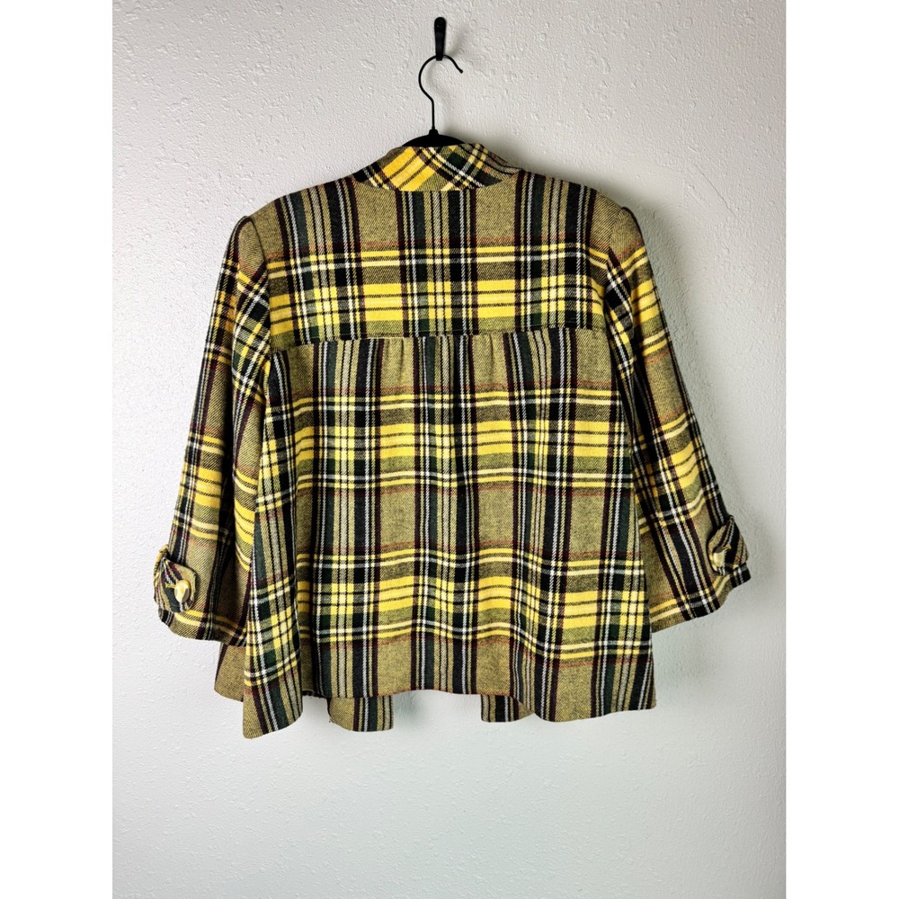 Sundance Size XL Yellow Plaid Wool Blend Button Up Swing Jacket Artsy Grandma - Picture 6 of 8